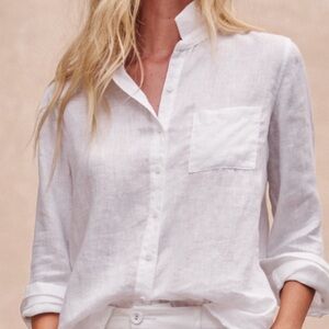 Garnet Hill White Button Down Linen  Shirt